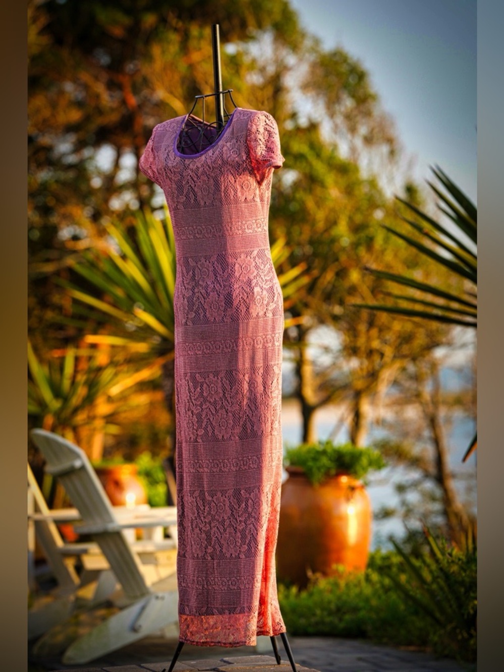 Dusty Rose Lace Maxi Dress
